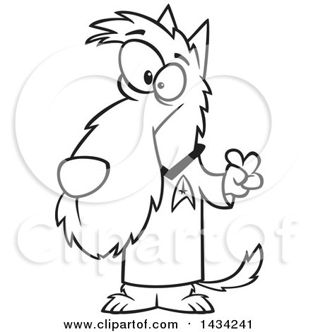 450x470 Clipart Of A Cartoon Black And White Lineart Scottie Dog In A Star
