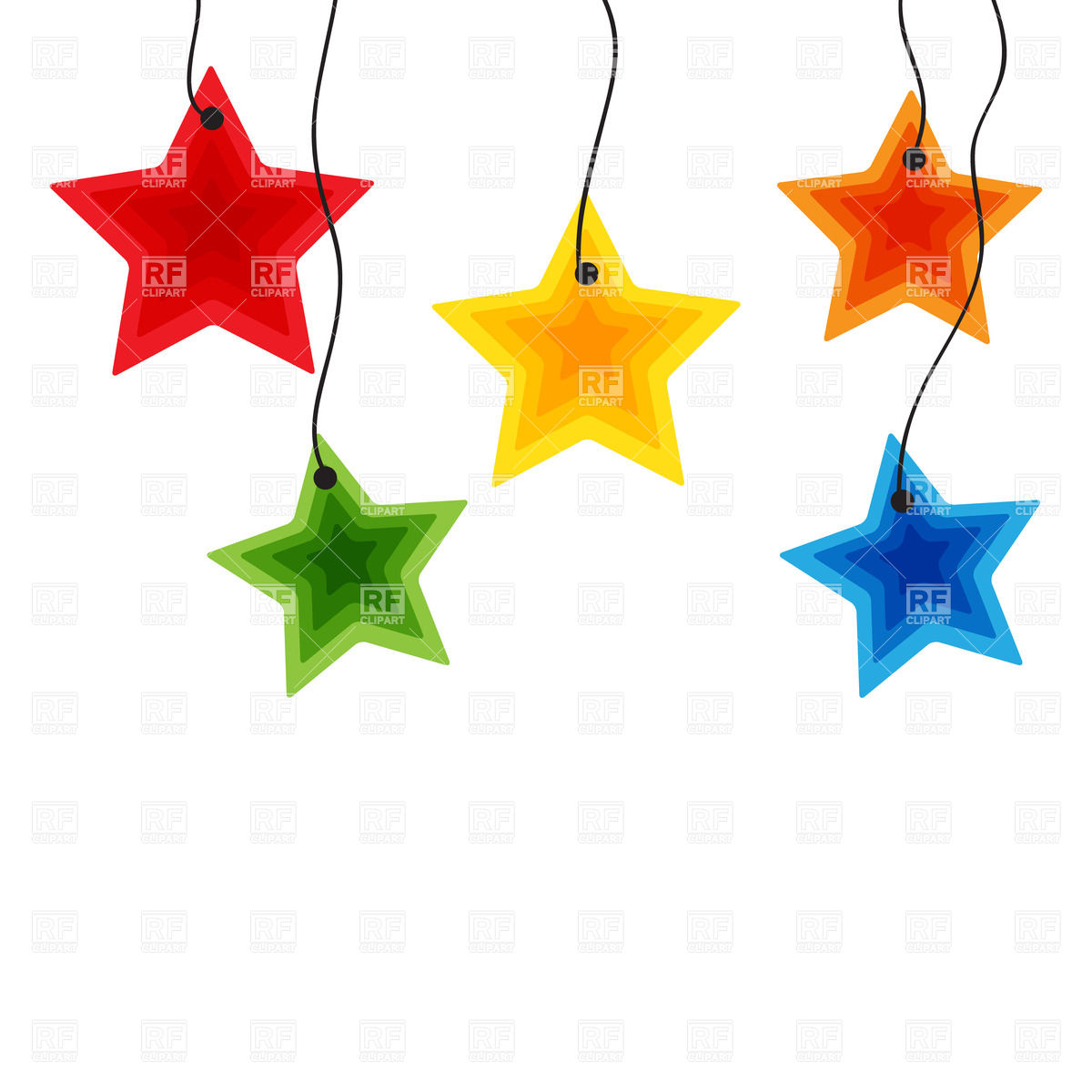 1200x1200 Five Colorful Hanging Stars Vector Image Of Objects Mcherevan