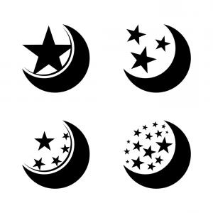 300x300 Photostock Vector Moon Star Vector Icon Black Illustration