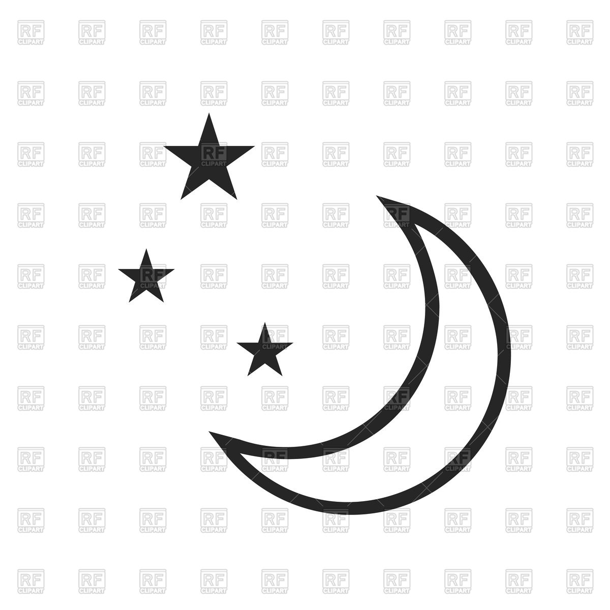 1200x1200 Clear Night, Moon And Stars Vector Image Of Objects Kannaa