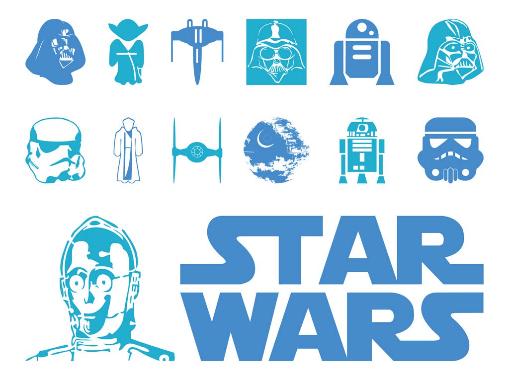 Star Wars Logo And Characters Vector Art Graphics 1024x765 Star Wars Logo And Characters Vector Art Graphics