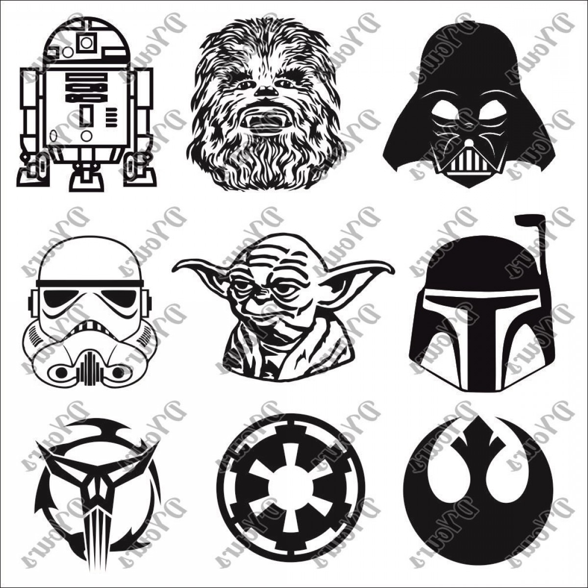 1200x1200 Star Wars Characters Clipart Black And White Soidergi