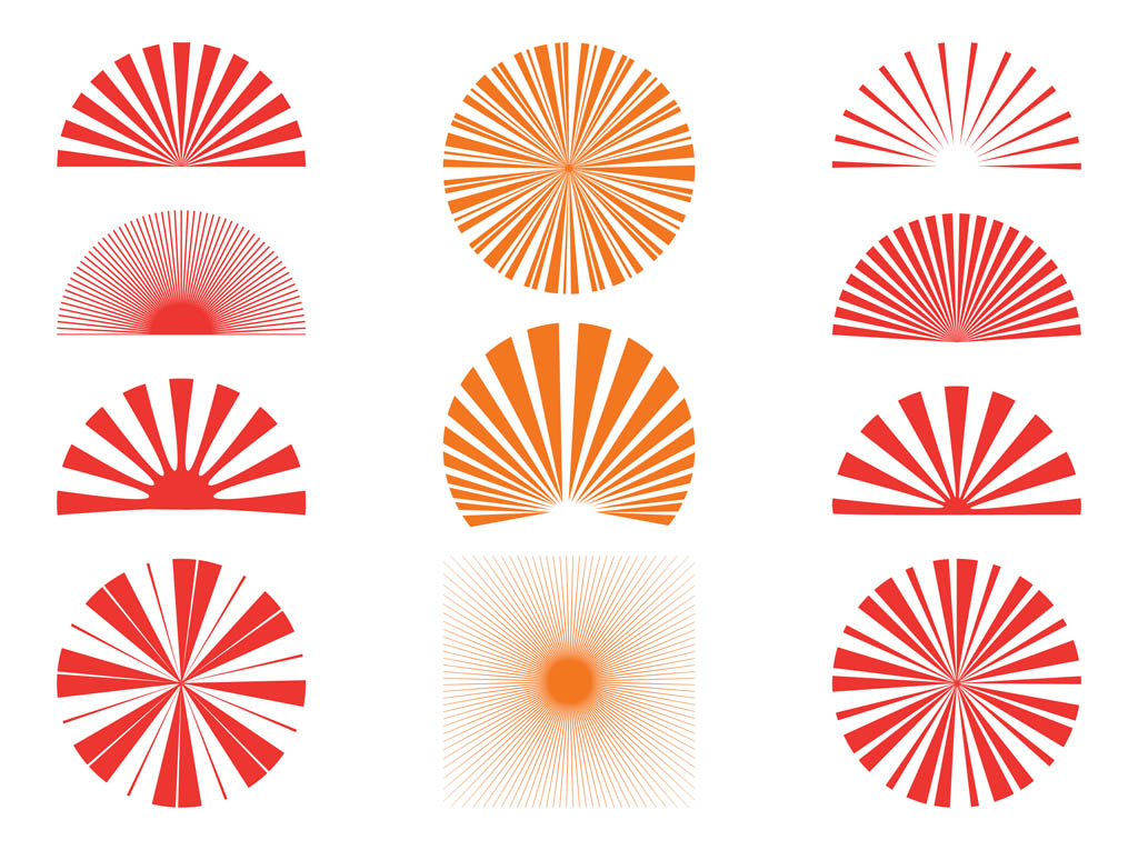 1024x765 Sunburst Patterns Set Vector Art Graphics