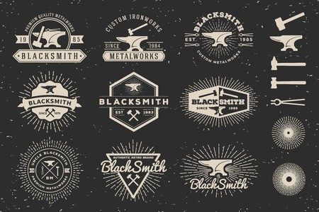 450x300 Modern Vintage Blacksmith And Metalworks Badge Logo Template