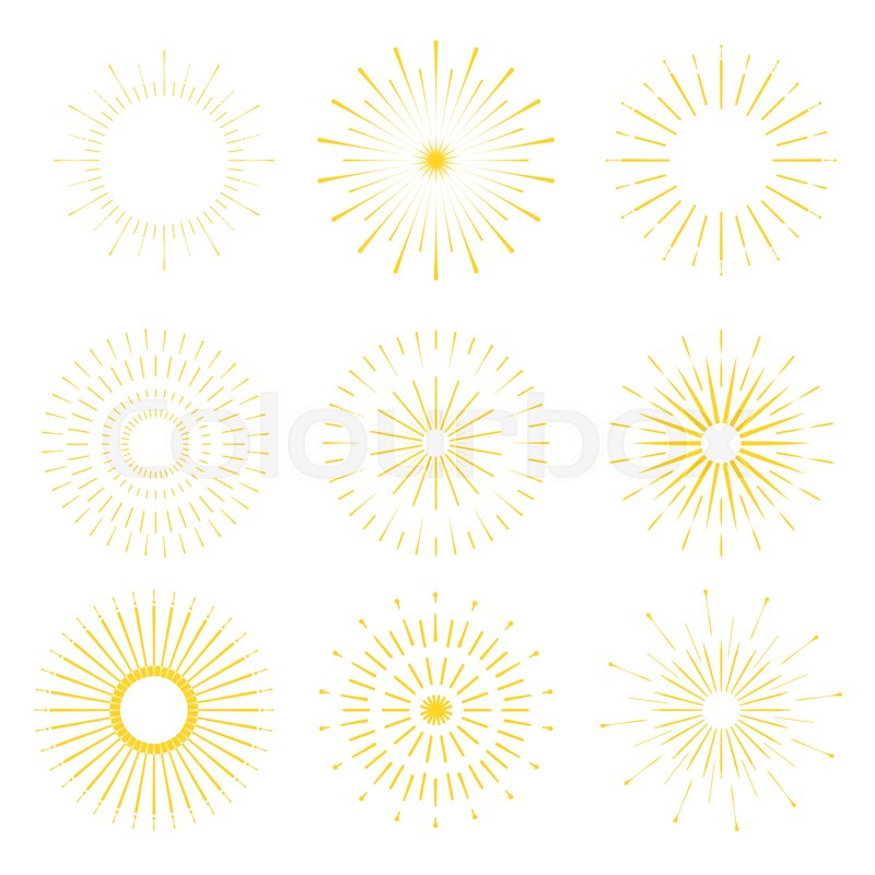 800x800 Retro Sun Burst Shapes Vintage Stock Vector Colourbox