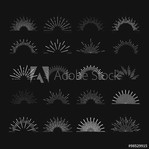 500x500 Set Of Vintage Linear Sunbursts Vintage Logo, Identity, Labels