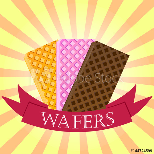 500x500 Set Of Wafers Waffles Logo Concept On Starburst Background