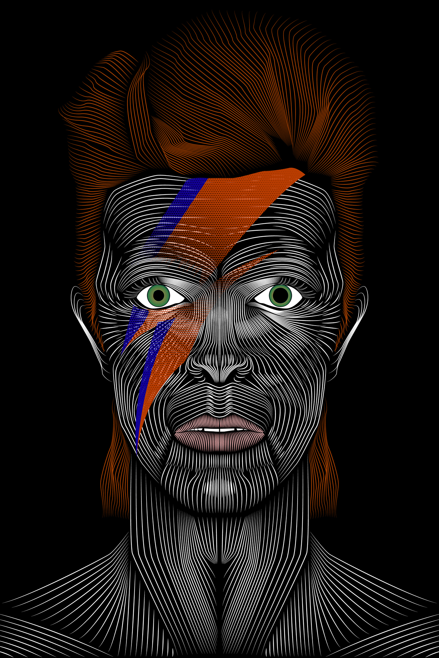 1400x2100 David Bowie Ziggy Stardust Vector Line Illustration On Behance