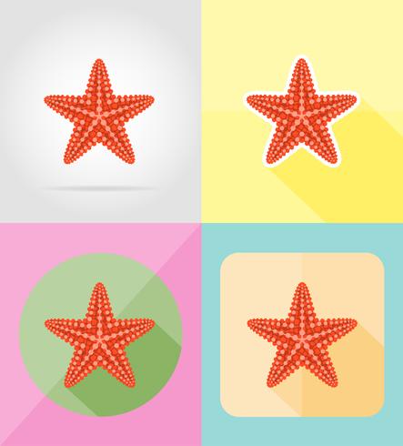 443x490 Starfish Flat Icons Vector Illustration