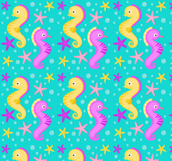600x560 Seahorse And Starfish Background Vector For Free Download