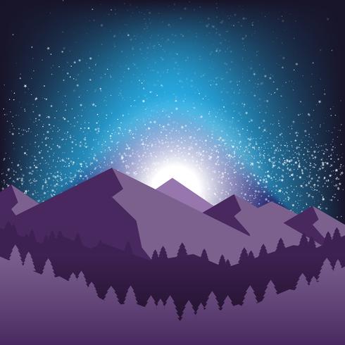 Starry Night Sky And Silhouette Of The Mountain Illustration 490x490 Starry Night Sky And Silhouette Of The Mountain Illustration