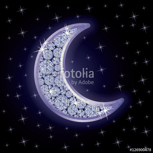Diamond Moon In Starry Night Sky, Vector Illustration Stock Image 500x500 Diamond Moon In Starry Night Sky, Vector Illustration Stock Image