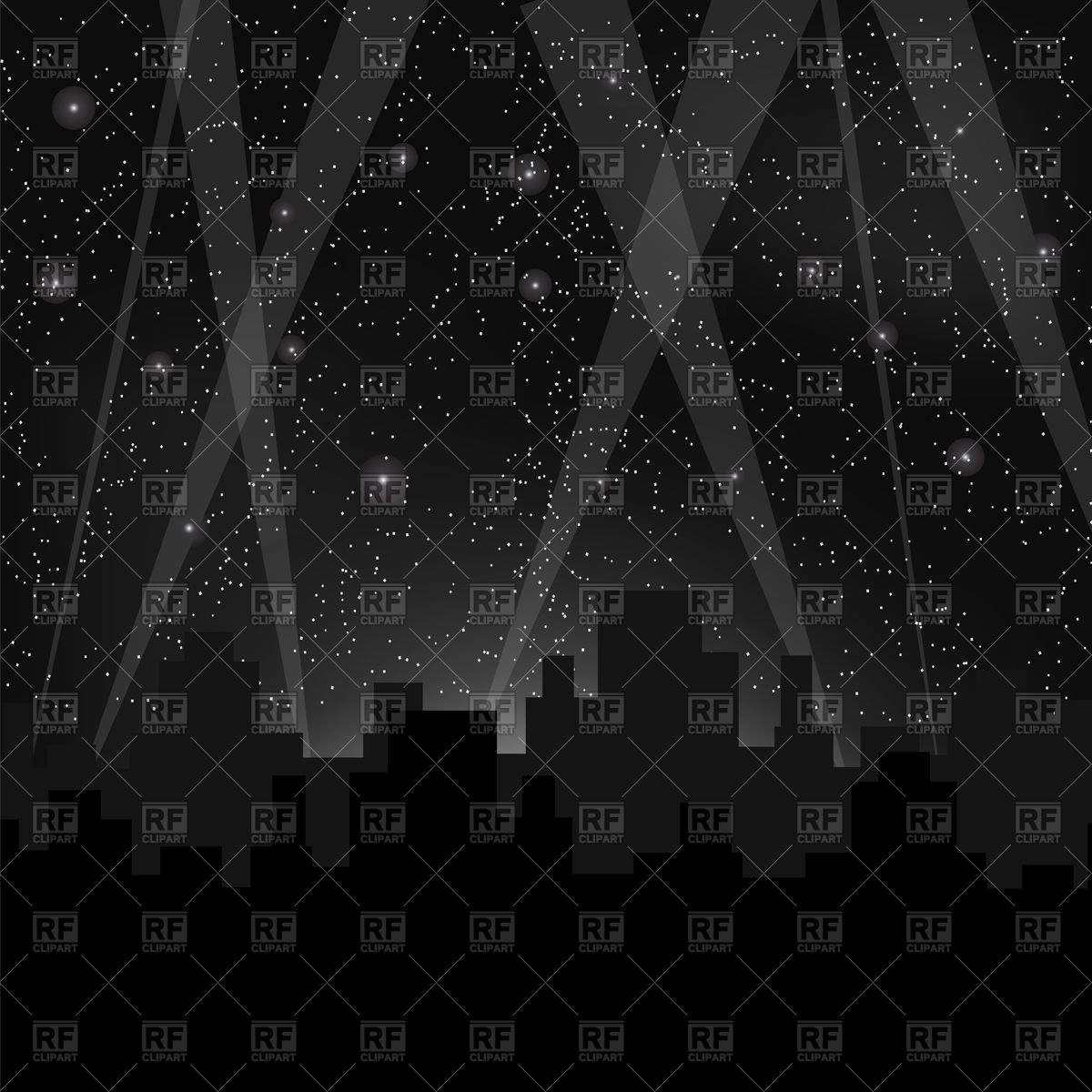 1200x1200 Silhouettes Of City On Night Starry Sky Vector Image