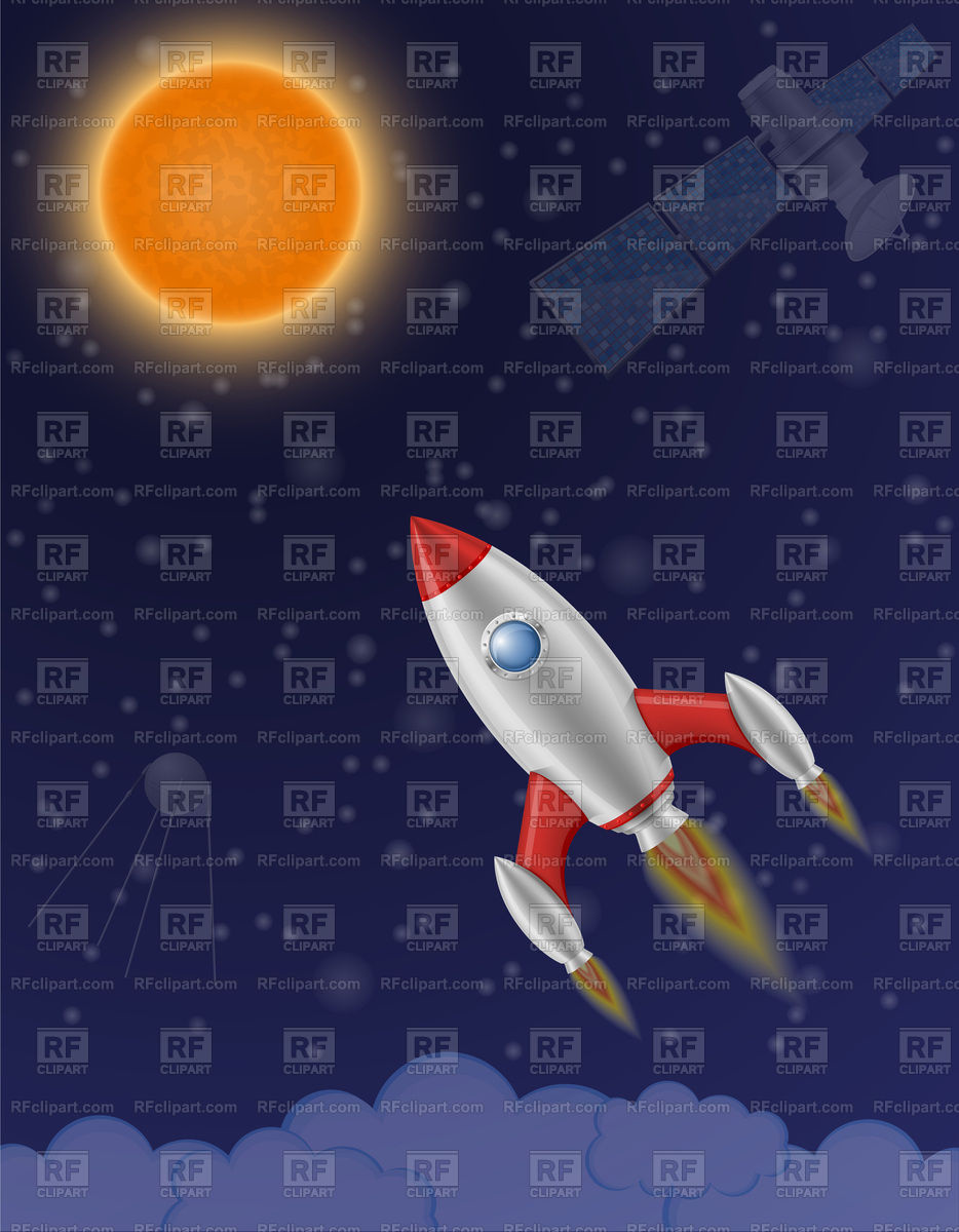 934x1200 Space Rocket Flying Through The Starry Sky Vector Image