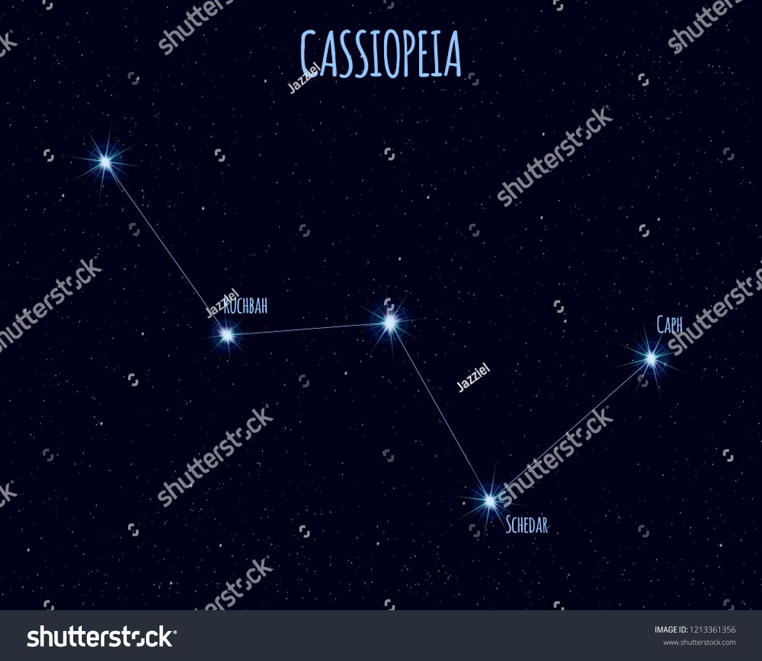 1500x1300 Cassiopeia Constellation, Vector Illustration With The Names
