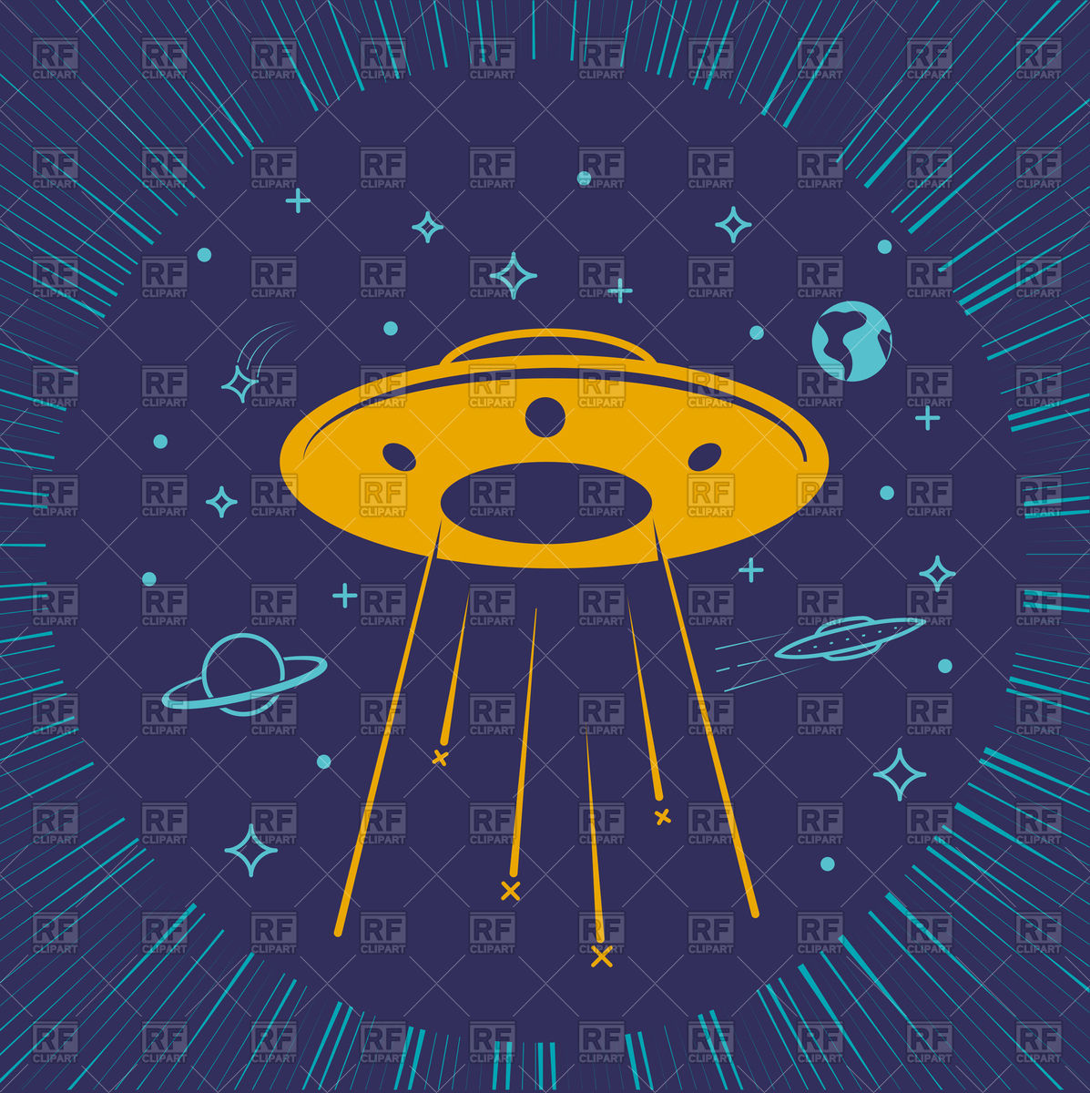 1197x1200 Children's Ufo In Starry Sky Vector Image Of Science Education