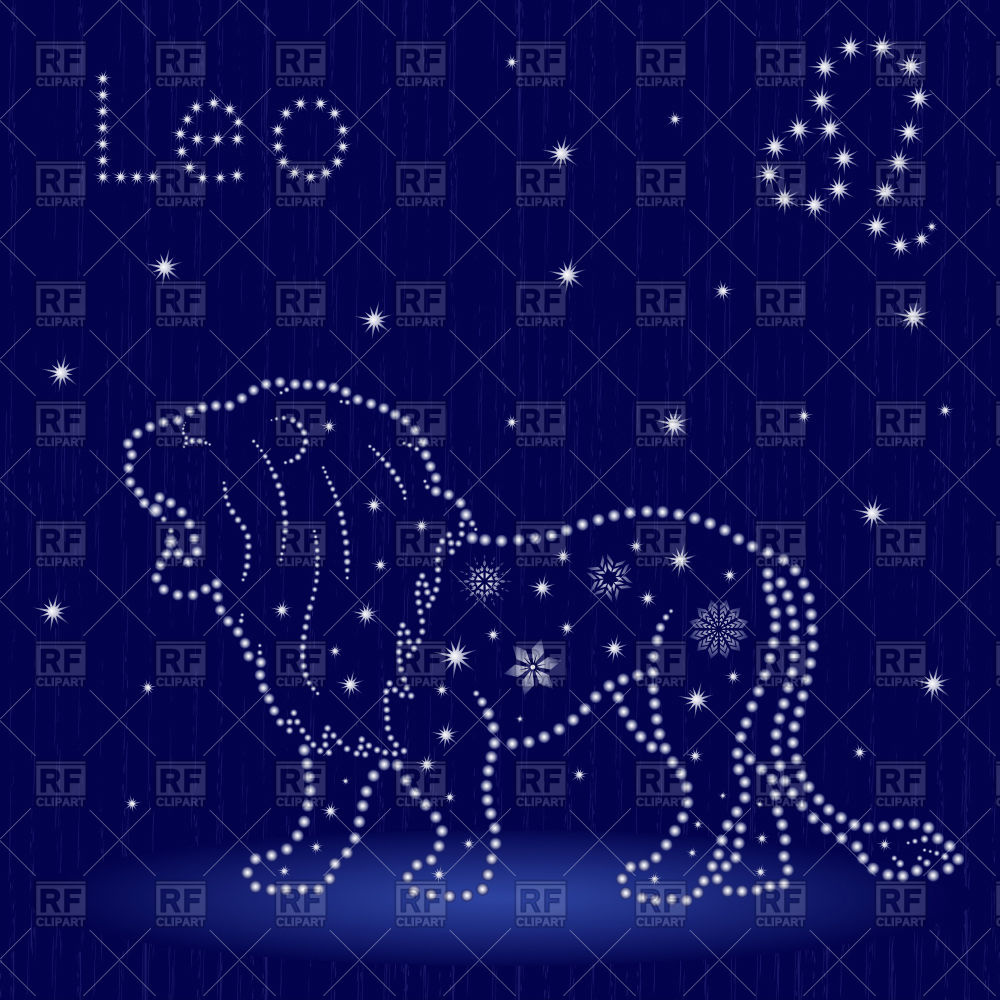 1000x1000 Zodiac Sign Leo On A Blue Starry Sky Vector Image Of Signs