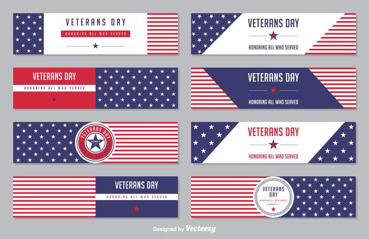 757x490 Veterans Day Stars And Stripes Vector Banner Set