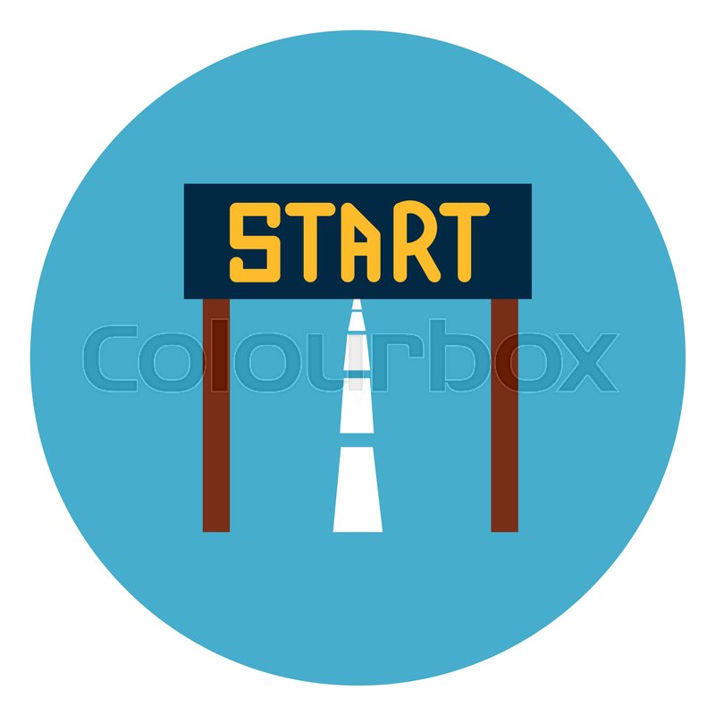 800x800 Start Race Icon Web Button On Round Stock Vector Colourbox