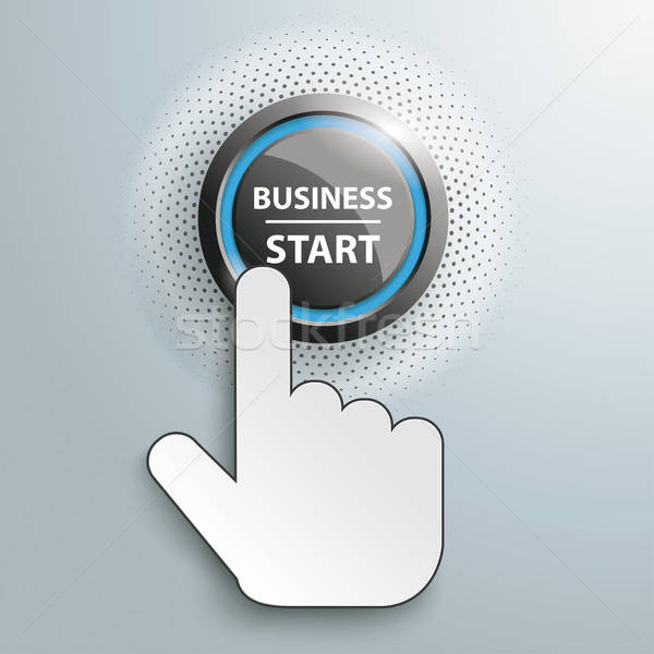 600x600 Click Hand Push Button Business Start Vector Illustration