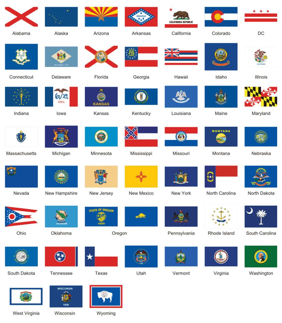 932x1068 Us State Flags