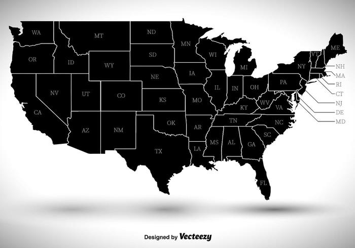 States Outlines Silhouette Vector 700x490 States Outlines Silhouette Vector