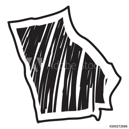 500x500 Isolated Sketch Of The State Of Georgia