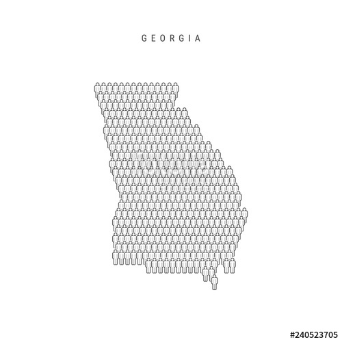 500x500 Vector People Map Of Georgia, Us State Stylized Silhouette