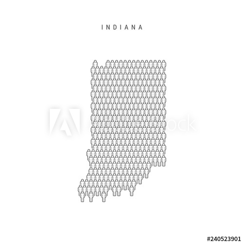 Vector People Map Of Indiana, Us State Stylized Silhouette 500x500 Vector People Map Of Indiana, Us State Stylized Silhouette