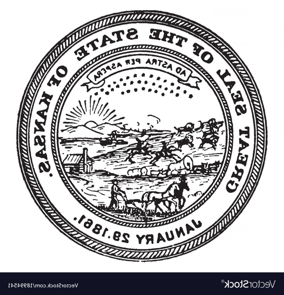 1200x1250 The Great Seal Of The State Of Kansas Vintage Vector Geekchicpro
