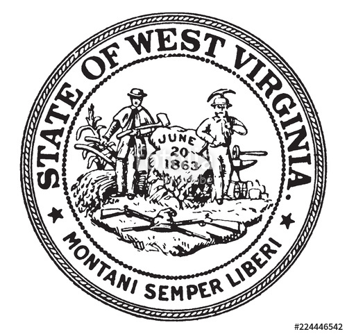 500x481 The Seal Of The State Of West Virginia, Vintage Illustration
