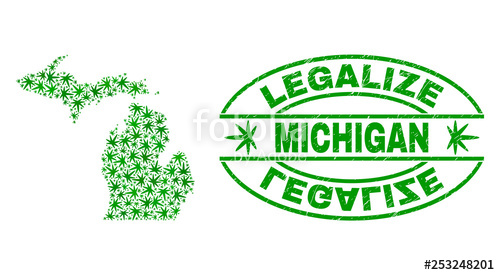 500x275 Vector Cannabis Michigan State Map Collage And Grunge Textured