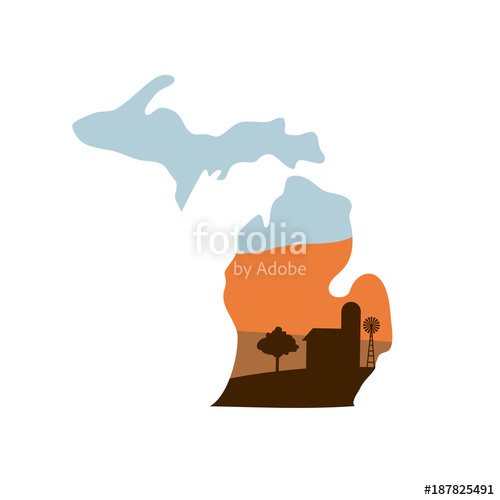 500x500 Michigan State Shape With Farm