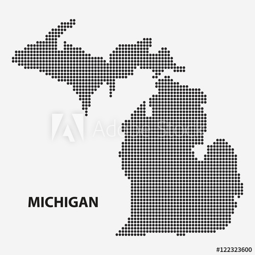500x500 Dotted Map Of The State Michigan Vector Illustration