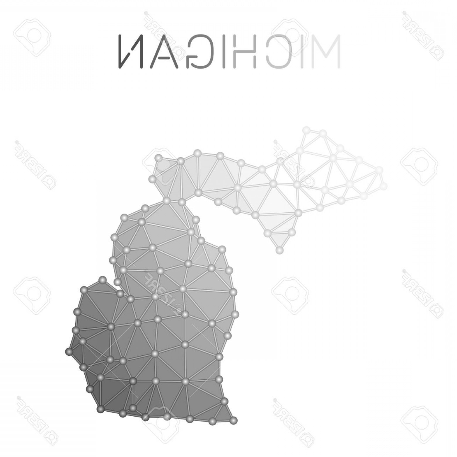 1560x1560 Photostock Vector Michigan Polygonal Vector Map Molecular