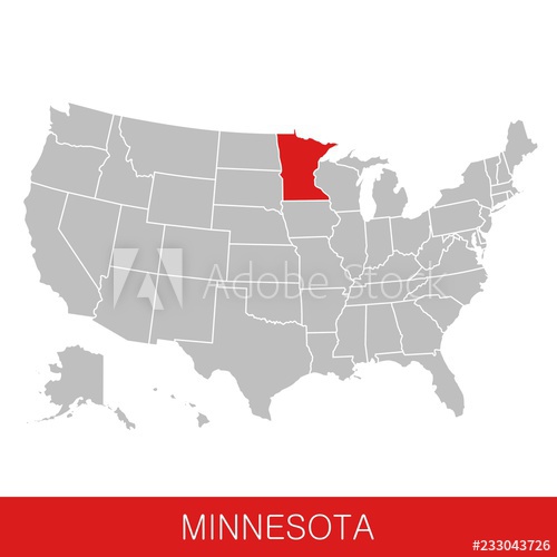 United States Of America With The State Of Minnesota Selected Map 500x500 United States Of America With The State Of Minnesota Selected Map