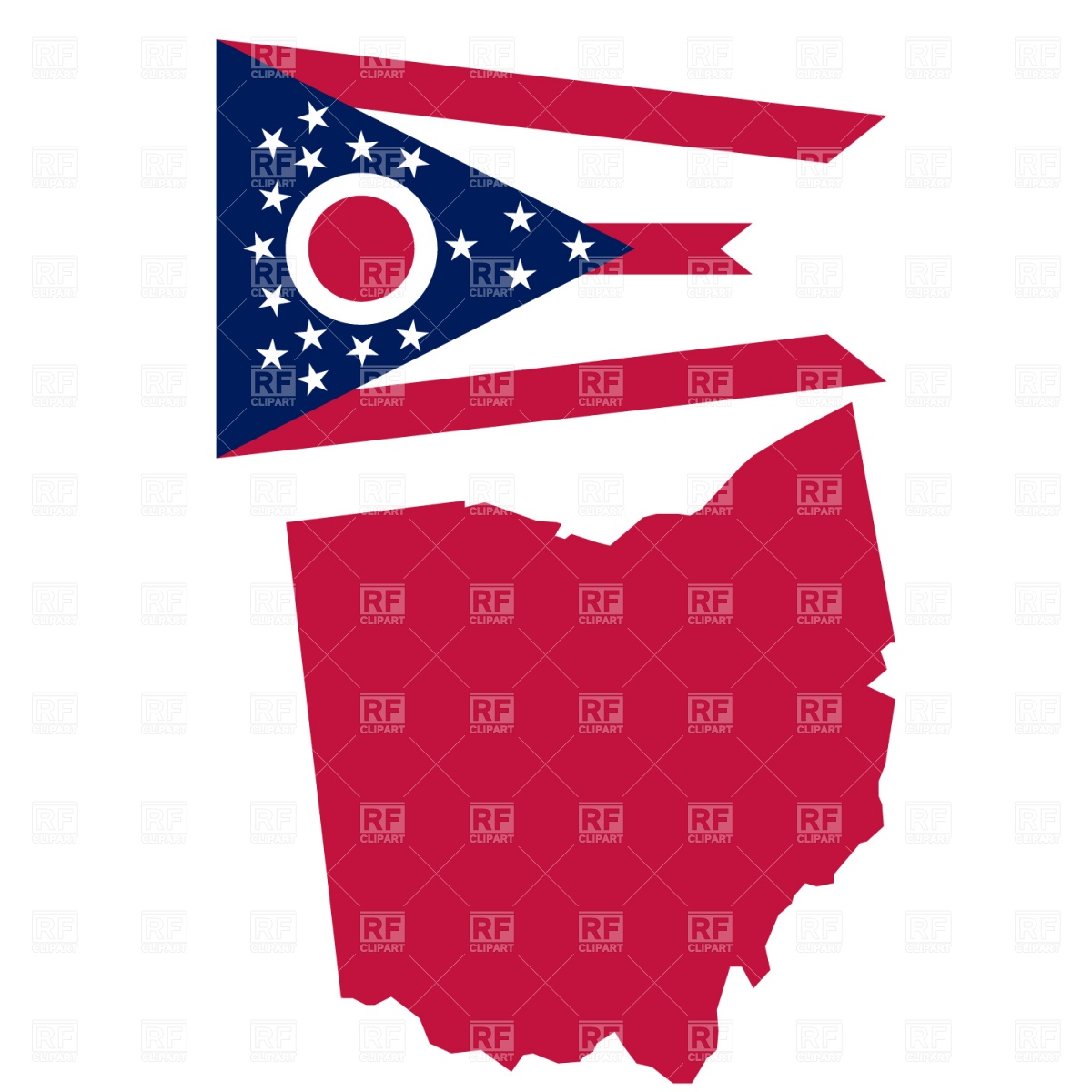 1200x1200 Map And Flag Of Ohio State Vector Image Of Signs, Symbols, Maps