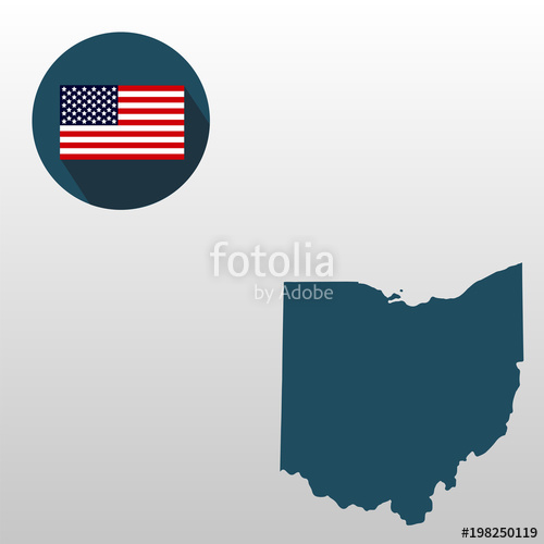 500x500 Map Of The U S State Of Ohio On A White Background American Flag