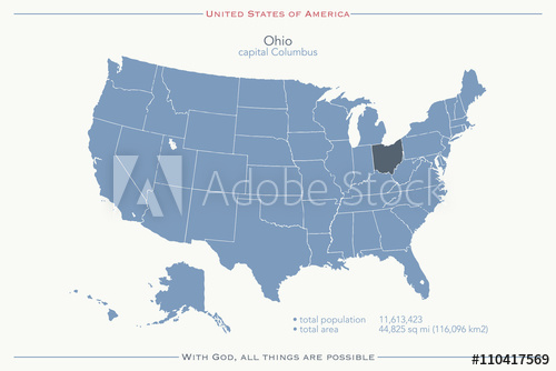 500x334 United States Of America Isolated Map And Ohio State Territory