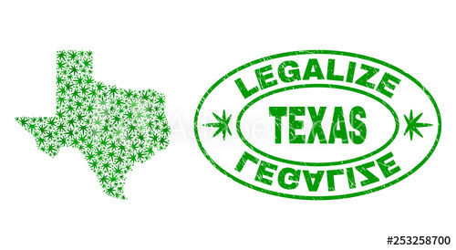 500x274 Vector Cannabis Texas State Map Mosaic And Grunge Textured