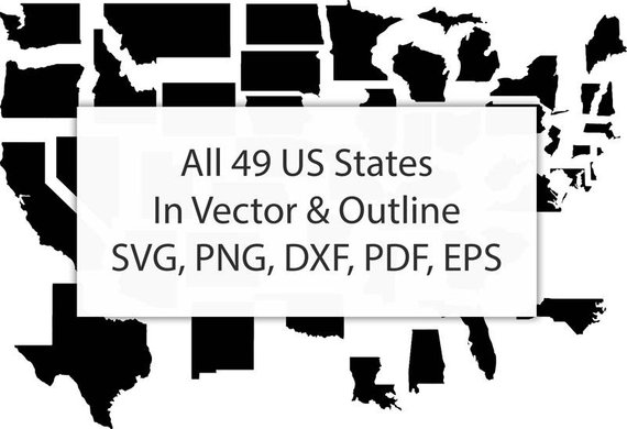 570x390 Set Us States Vector And Outline, Usa State Clipart, Clip Art