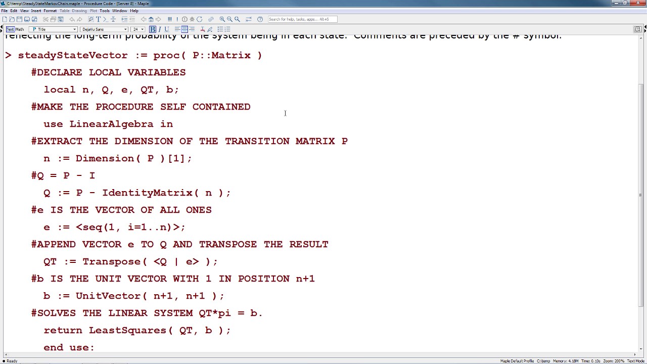 How To Compute The Steady State Vector Of A Markov Chain In Maple 1280x720 How To Compute The Steady State Vector Of A Markov Chain In Maple
