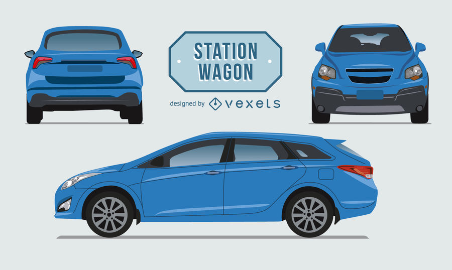 Station Wagon Car Illustration Set 900x538 Station Wagon Car Illustration Set