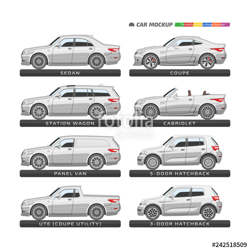 Vector Car Type Template On White Background Isolated Sedan 500x500 Vector Car Type Template On White Background Isolated Sedan