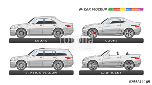 Car Vector Template On White Background Isolated Sedan, Station 500x281 Car Vector Template On White Background Isolated Sedan, Station