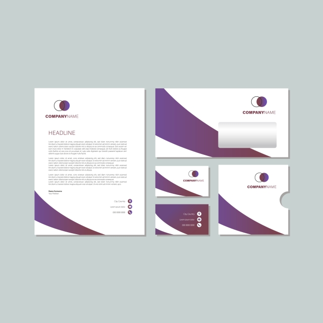 640x640 Gradient Purple Corporate Identity Business Stationary Vector