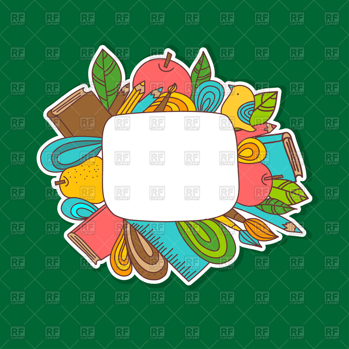 1200x1200 Back To School Frame With School Stationary Vector Image