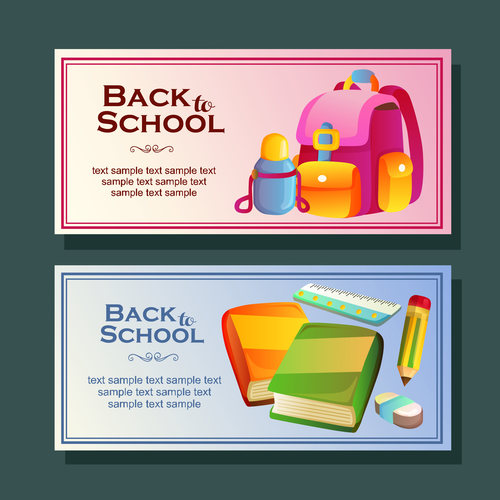 500x500 Back To School Horizontal Banner With Stationary Vector Free Download