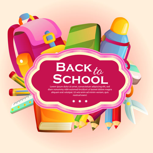 500x500 Back To School Template With Stationary Vector Free Download