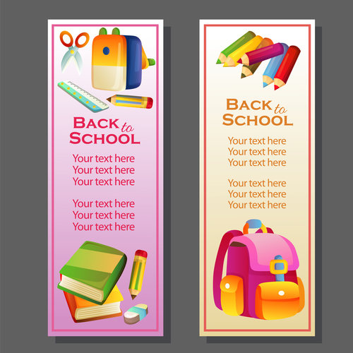 500x500 Back To School Vertical Banner With Stationary Vector Free Download